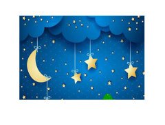 Gece Yıldızları Ve Ay Tablosu Çerçevesiz - 40x60