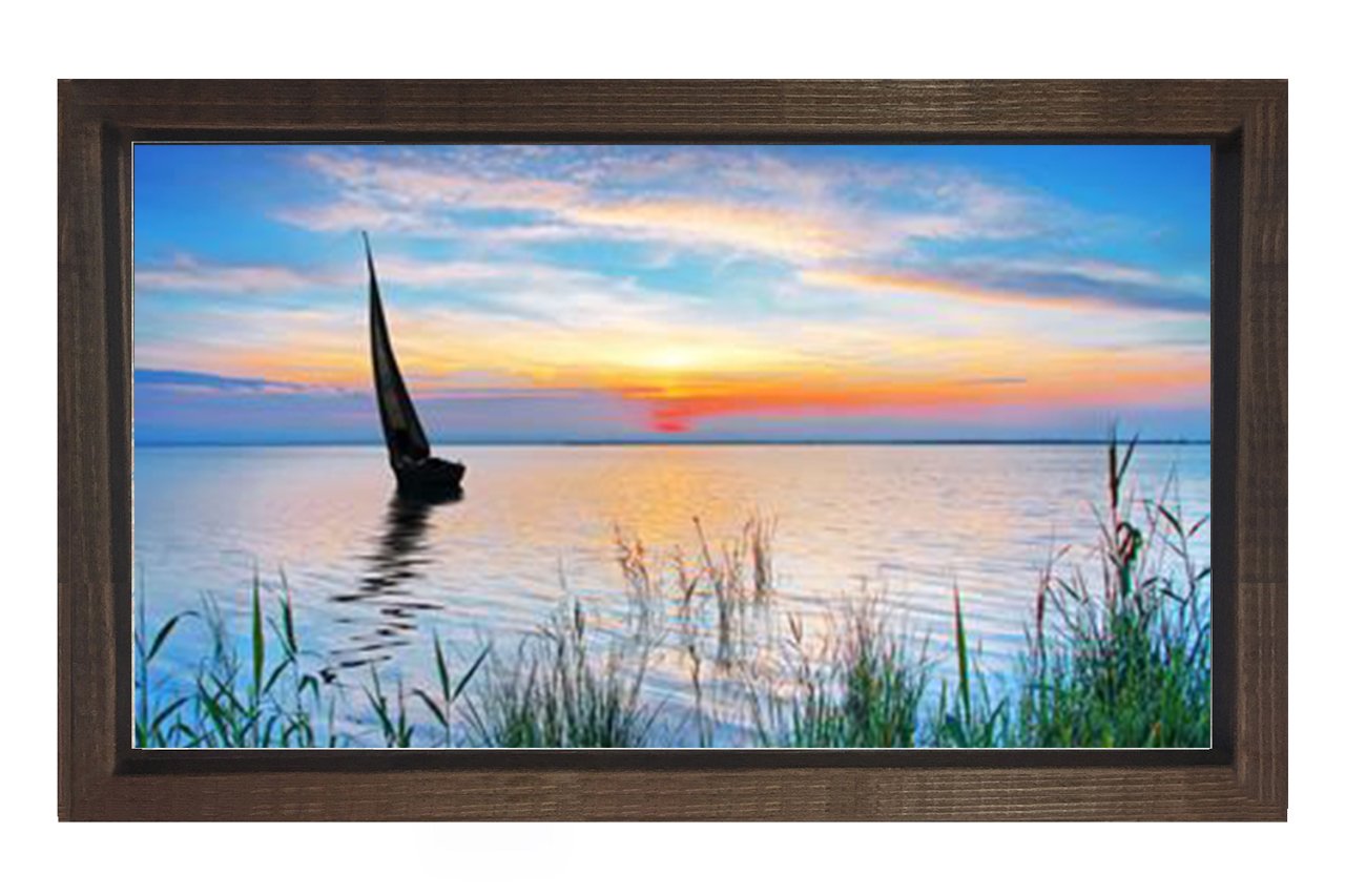 Yelkenli Ve Derinlikli Manzara Tablosu Naturel Ahşap - 100x150