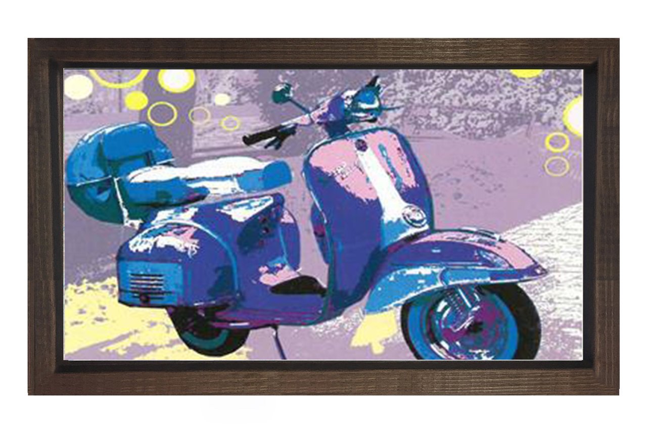 Motor Pop Art Tablosu Kahverengi Ahşap Çerçeve - 100x200