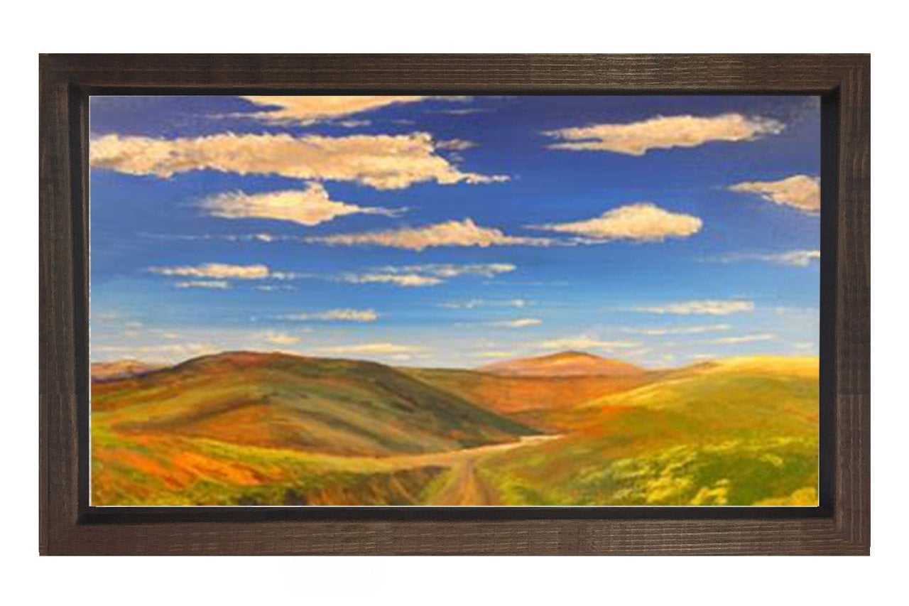 Dağlar ve Gökyüzü Tablosu Kahverengi Ahşap - 50x70