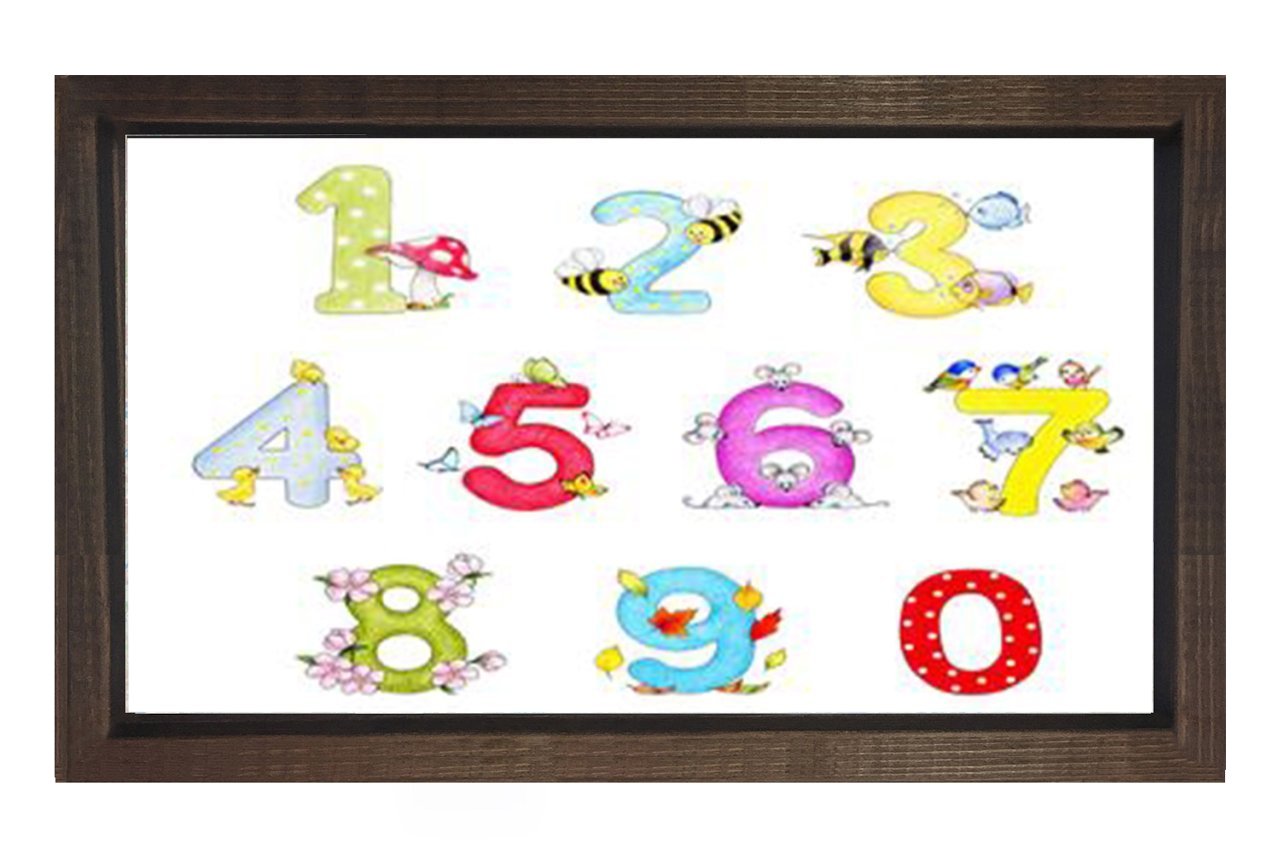 Renkli Rakamlar Tablosu Kahverengi Ahşap Çerçeve - 100x200
