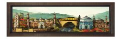 Monstar Köprüsü Tablosu Kahverengi Ahşap Çerçeve - 120x40