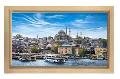 Yedi tepe İstanbul Tablosu Naturel Ahşap Çerçeve - 50x70