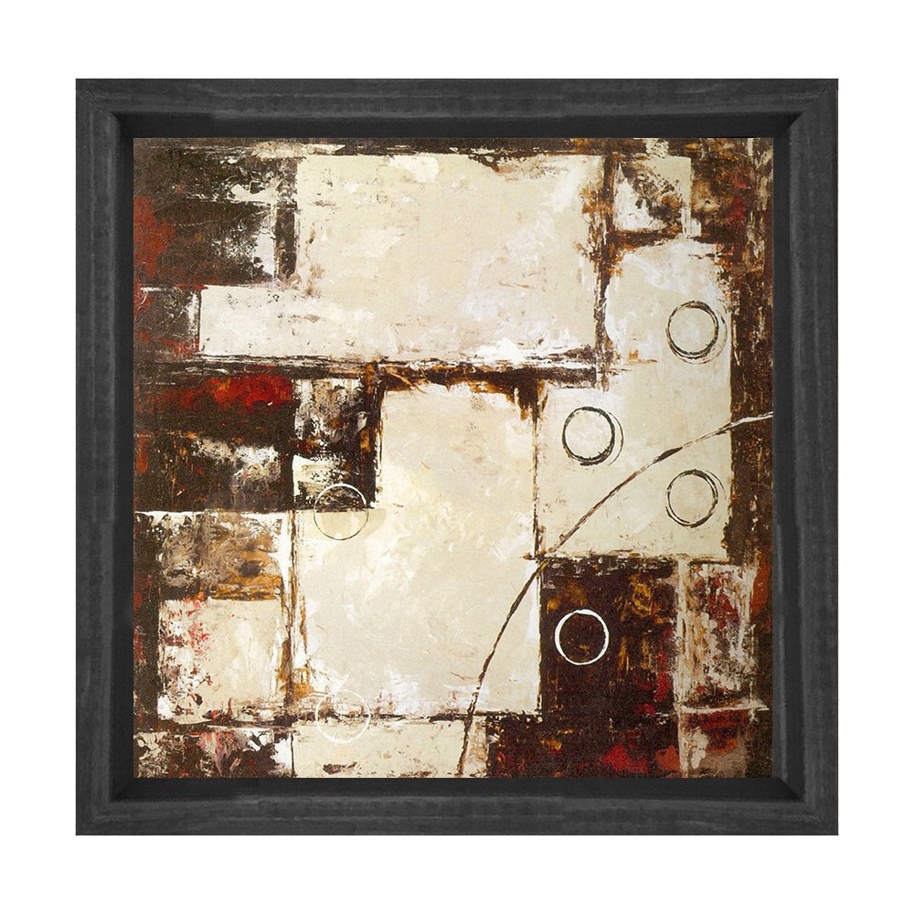 Soyut Reprodüksiyon Tablosu Siyah Ahşap Çerçeve - 60x60