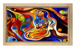 Soyut Reprodüksiyon Tablosu Naturel Ahşap - 50x70