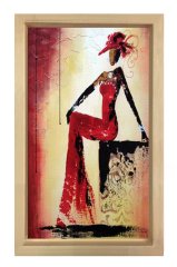 Modern Kadın Tablosu Naturel Ahşap Çerçeve - 50x70