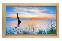 Yelkenli Ve Derinlikli Manzara Tablosu Naturel Ahşap - 40x60