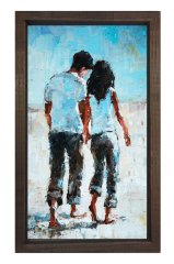 Aşık Çift Tablosu Kahverengi Ahşap Çerçeve - 100x150