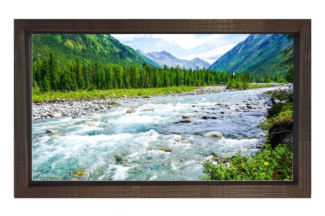 Orman Dağ Manzarası Tablosu Kahverengi Ahşap - 50x70