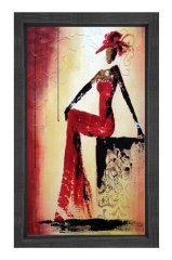 Modern Kadın Tablosu Siyah Ahşap Çerçeve - 100x150