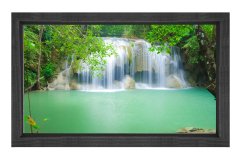 Yeşil Şelale Manzarası Tablosu Siyah Ahşap Çerçeve - 45x30