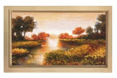 Nehir Ve Orman Tablosu Naturel Ahşap - 70x100
