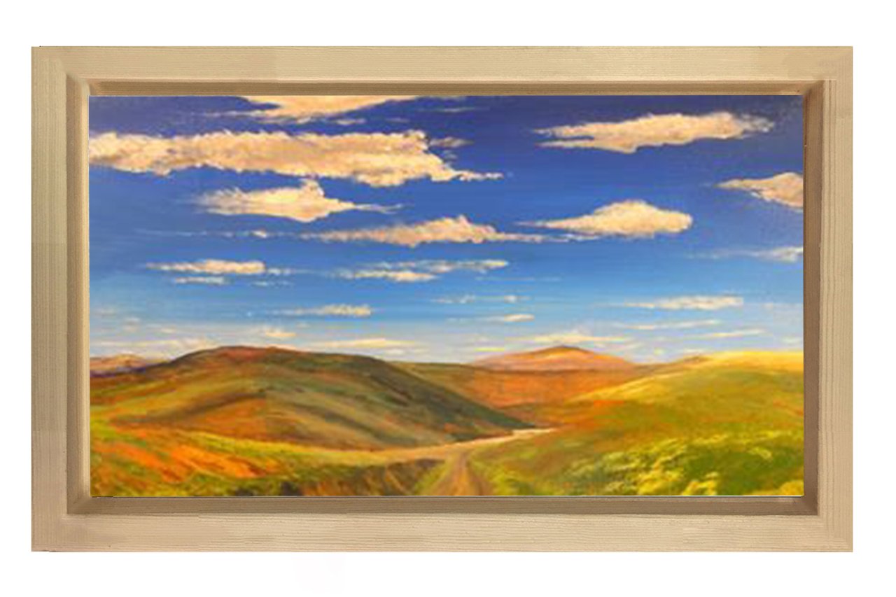 Dağlar ve Gökyüzü Tablosu Naturel Ahşap - 100x200
