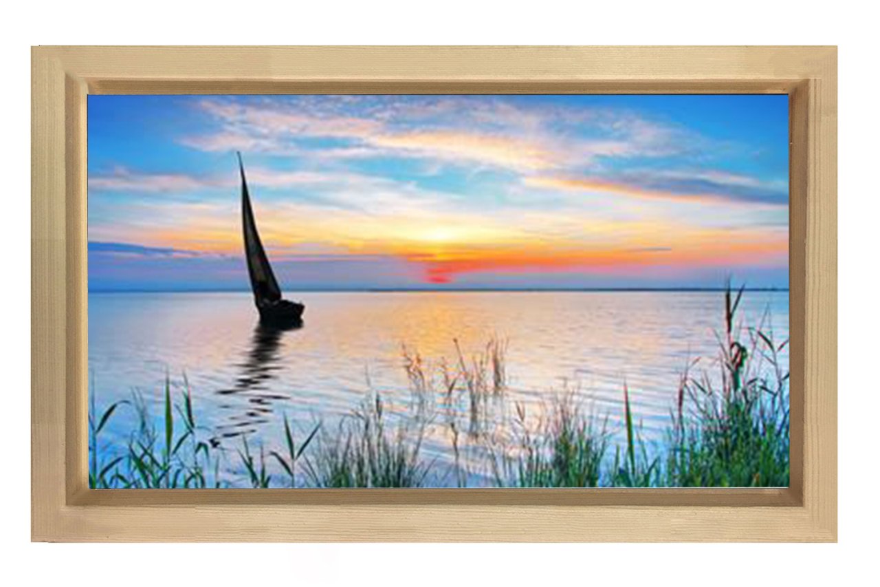Yelkenli Ve Derinlikli Manzara Tablosu Naturel Ahşap - 50x90