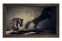Satranç Atı Tablosu Kahverengi Ahşap Çerçeve - 100x150