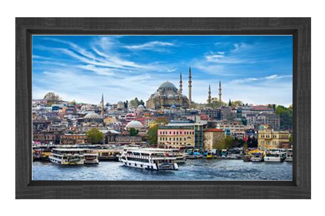 Yedi tepe İstanbul Tablosu Siyah Ahşap Çerçeve - 40x60