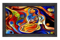 Soyut Reprodüksiyon Tablosu Siyah Ahşap - 40x60