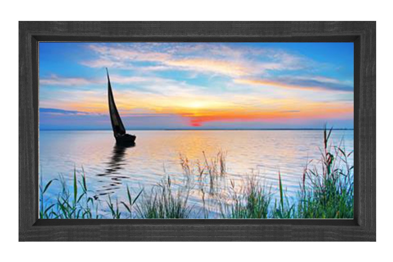 Yelkenli Ve Derinlikli Manzara Tablosu Siyah Ahşap - 100x150