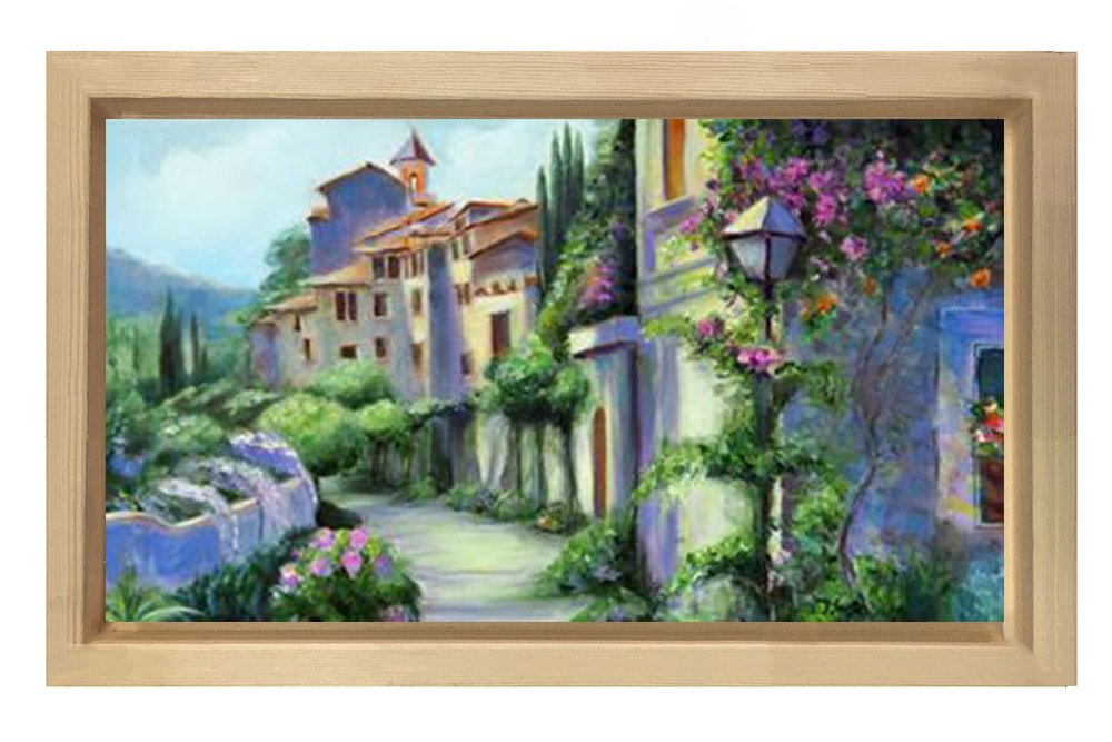 Köy Yolu Tablosu Naturel Ahşap Çerçeve - 40x60