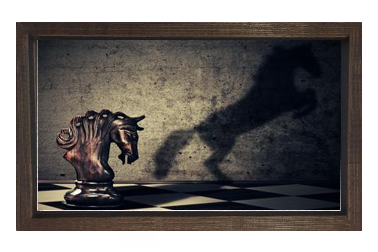 Satranç Atı Tablosu Kahverengi Ahşap Çerçeve - 40x60