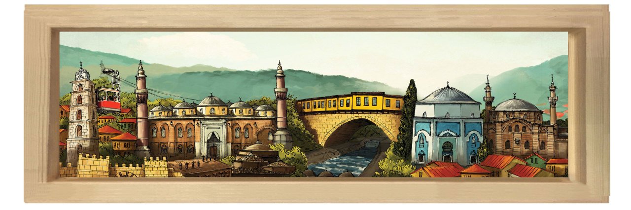 Monstar Köprüsü Tablosu Naturel Ahşap Çerçeve - 180x60
