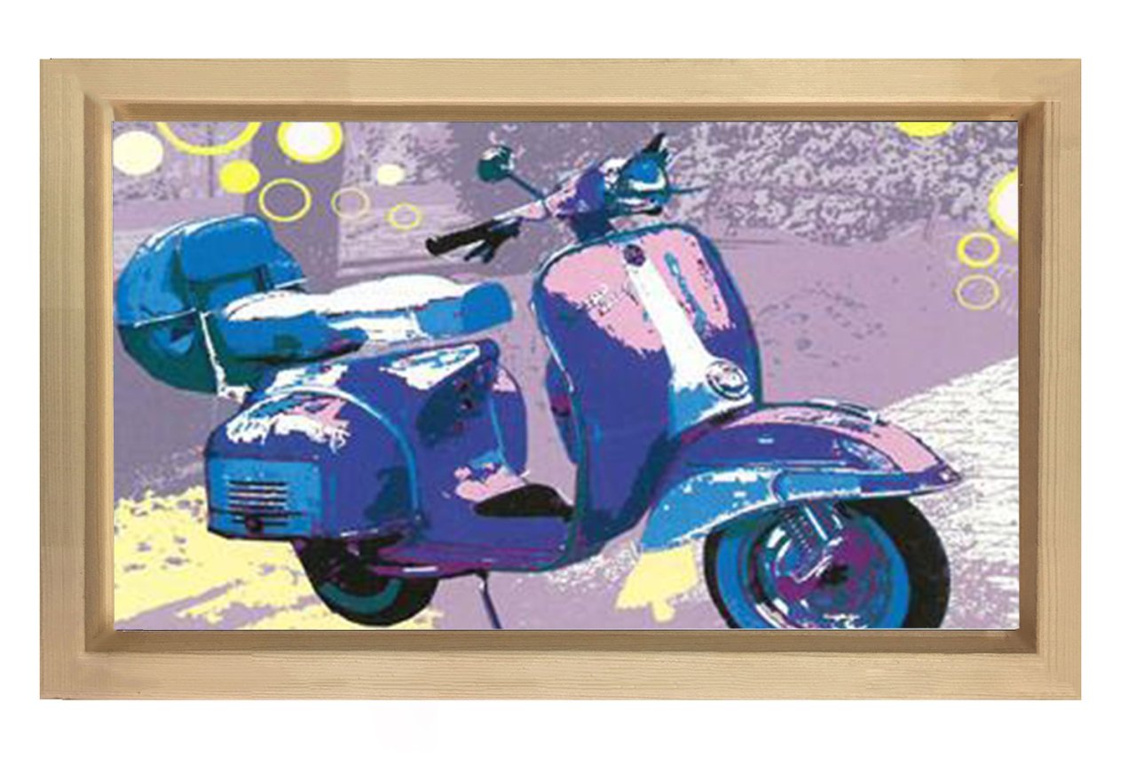 Motor Pop Art Tablosu Naturel Ahşap Çerçeve - 100x200
