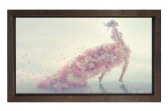 Çiçek Kadın Tablosu Kahverengi Ahşap Çerçeve - 40x60