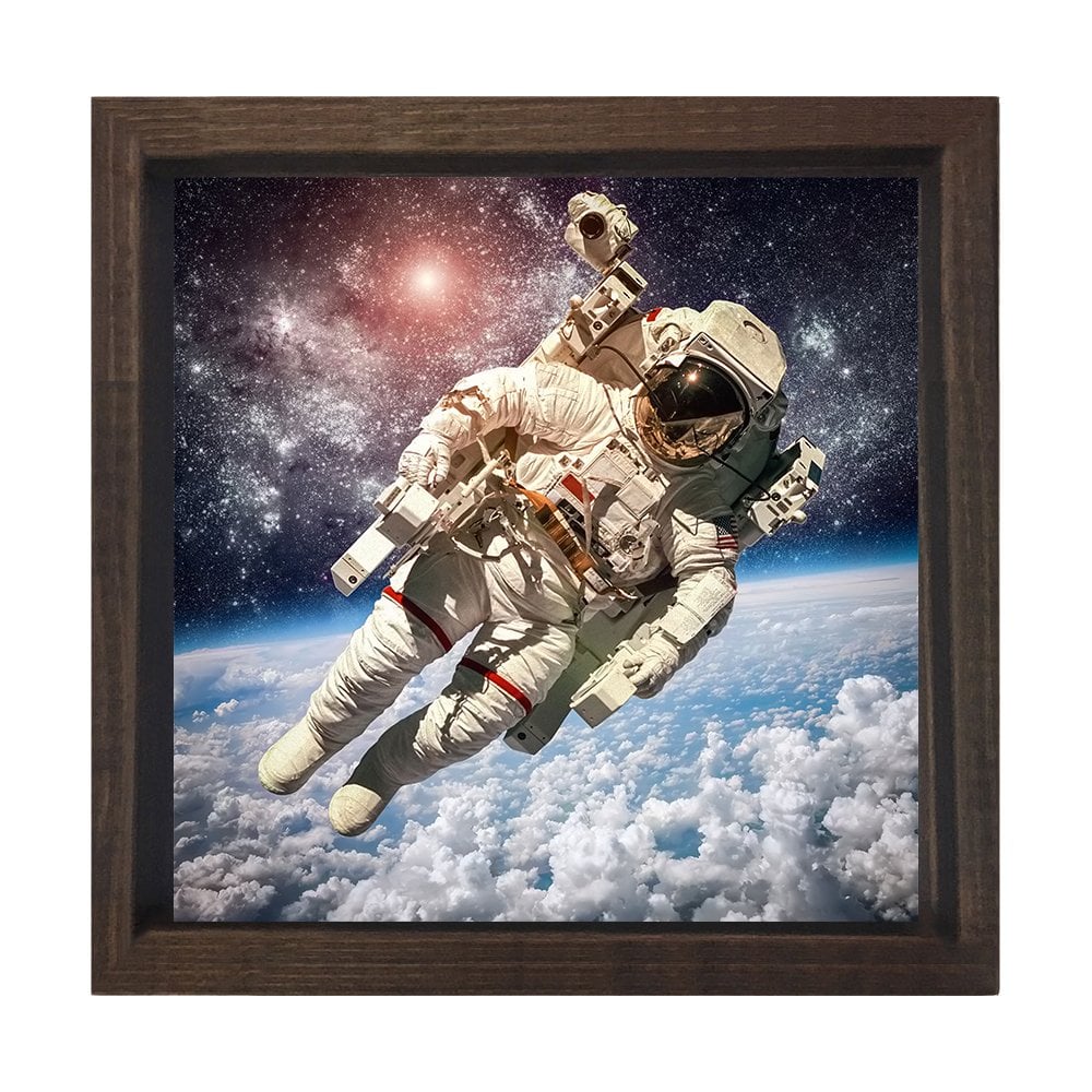 Astronot Tablosu Kahverengi Ahşap Çerçeve - 60x60