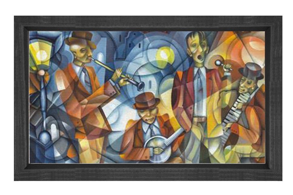Müzisyenler Tablosu Siyah Ahşap Çerçeve - 100x150