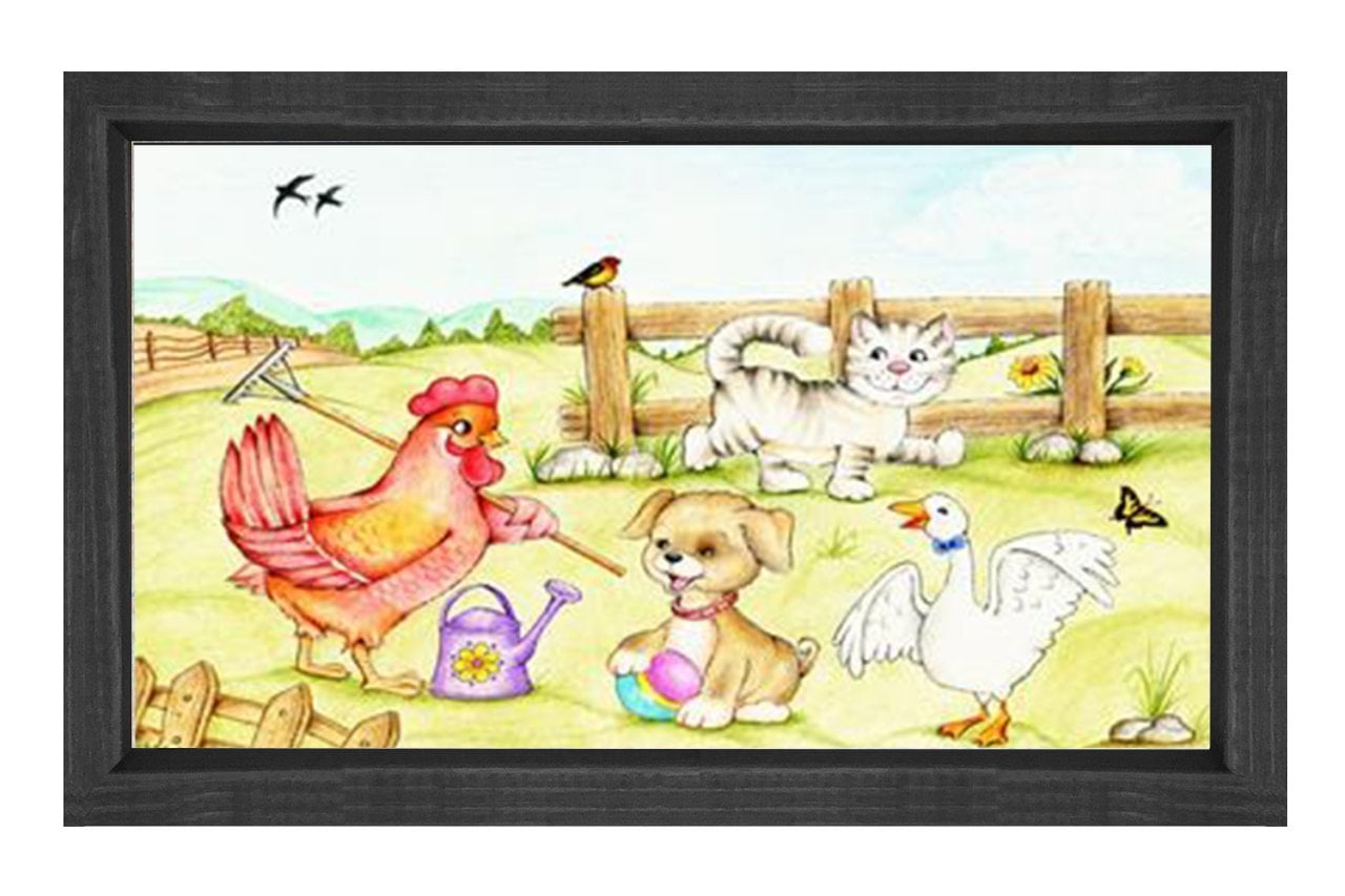 Hayvan Çiftliği Tablosu Siyah Ahşap Çerçeve - 100x150