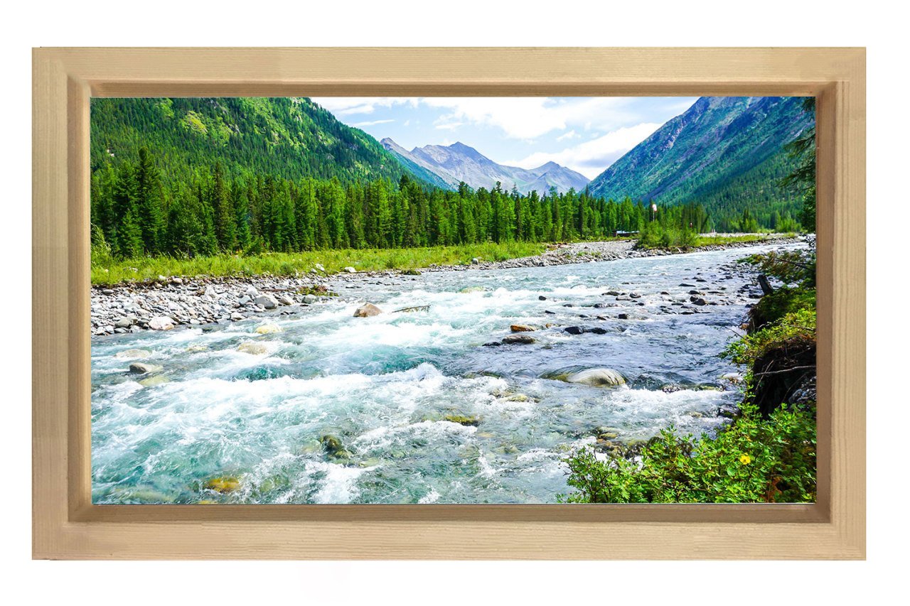 Orman Dağ Manzarası Tablosu Naturel Ahşap - 40x60