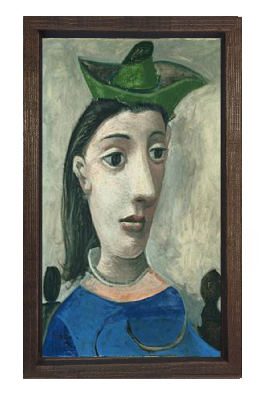 Donna Con Capello Verde Tablosu Kahverengi Ahşap Çerçeve - 40x60