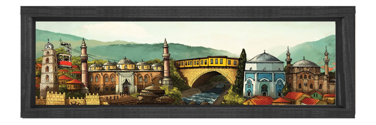 Monstar Köprüsü Tablosu Siyah Ahşap Çerçeve - 120x40