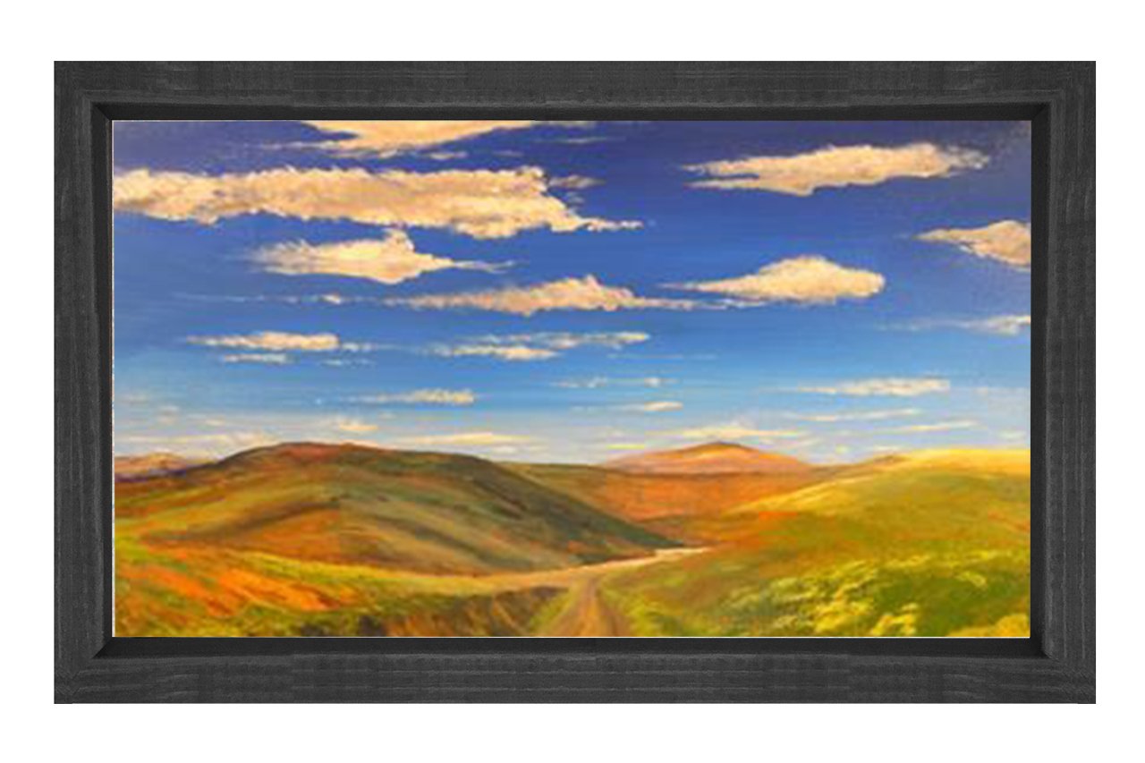 Dağlar ve Gökyüzü Tablosu Siyah Ahşap - 100x150