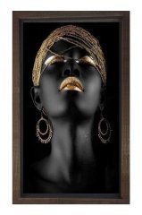 Zenci Kadın Tablosu Kahverengi Ahşap Çerçeve - 50x70