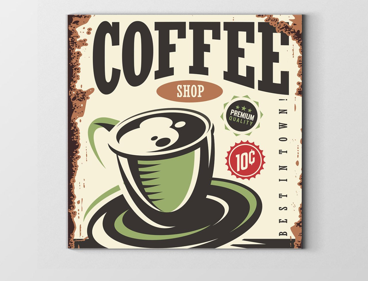 Coffee Reklam Afişi Tablosu Çerçevesiz - 100x100
