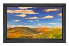Dağlar ve Gökyüzü Tablosu Siyah Ahşap - 40x60