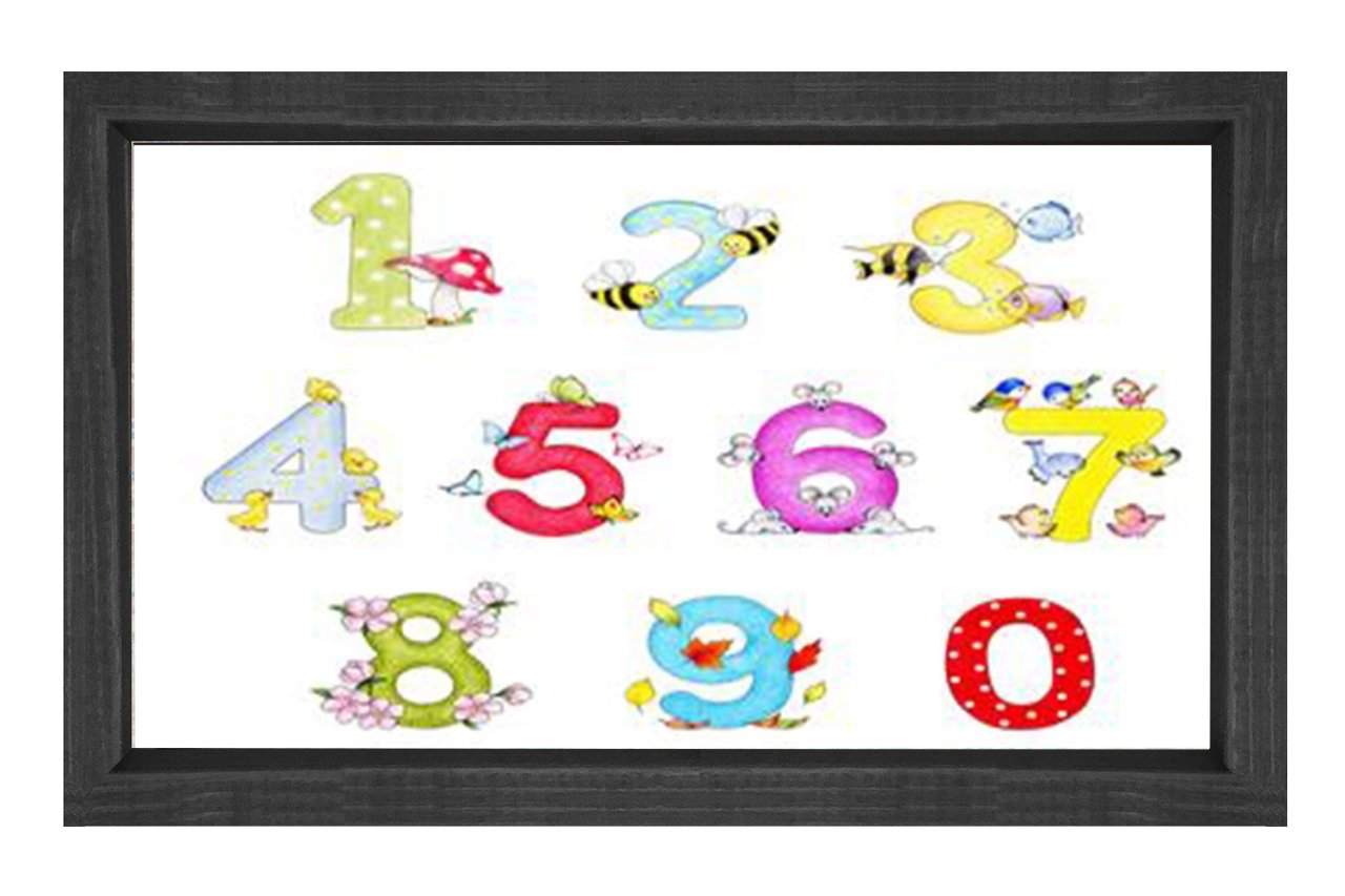 Renkli Rakamlar Tablosu Siyah Ahşap Çerçeve - 100x150