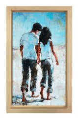 Aşık Çift Tablosu Naturel Ahşap Çerçeve - 45x30