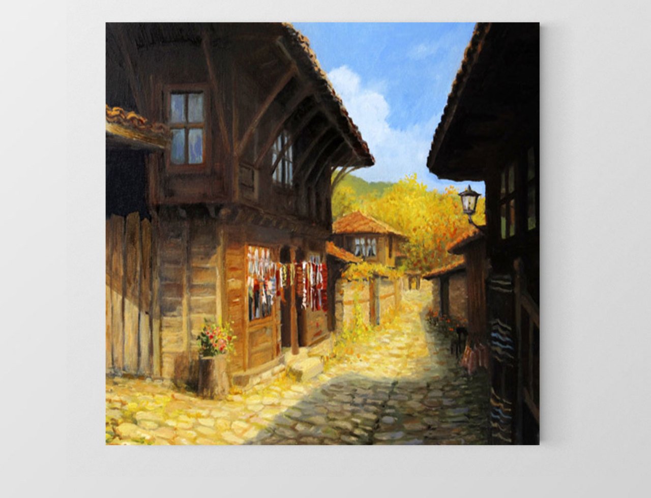 Köy Meydanı Tablosu Çerçevesiz - 80x80