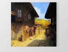 Köy Meydanı Tablosu Çerçevesiz - 80x80