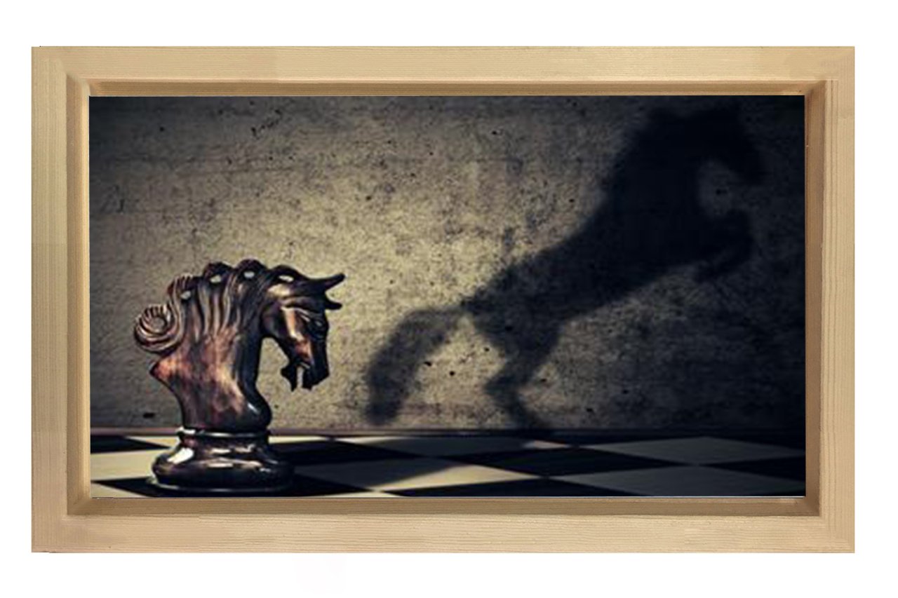 Satranç Atı Tablosu Naturel Ahşap Çerçeve - 40x60