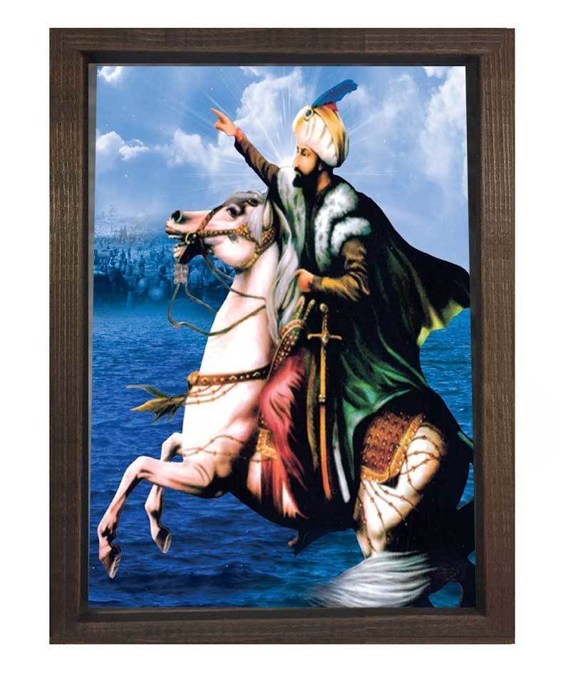 Fatih Sultan Mehmet At Tablosu Kahverengi Ahşap Çerçeve - 100x200