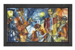 Müzisyenler Tablosu Siyah Ahşap Çerçeve - 70x100