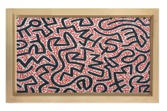Soyut Çizgiler Tablosu Naturel Ahşap Çerçeve - 50x70