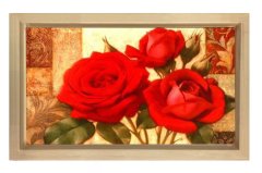 Kırmızı Gül Çiçekleri Tablosu Naturel Ahşap Çerçeve - 100x200