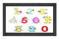 Renkli Rakamlar Tablosu Siyah Ahşap Çerçeve - 45x30