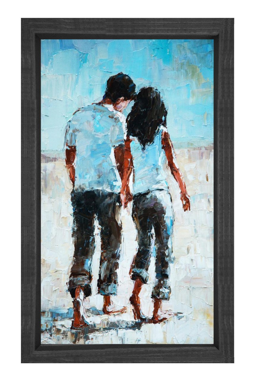 Aşık Çift Tablosu Siyah Ahşap Çerçeve - 100x150