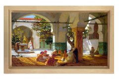 Oryantalist Avlu Tablosu Naturel Ahşap Çerçeve - 50x70
