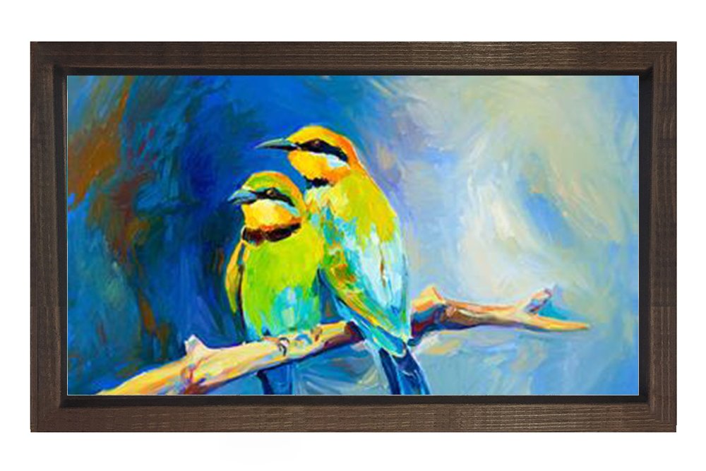 Asma Kuşu Tablosu Kahverengi Ahşap Çerçeve - 40x60